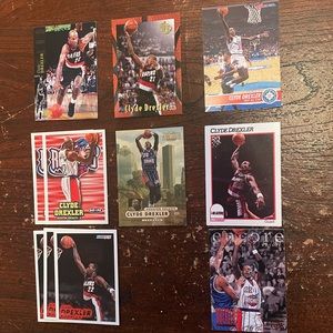 Set of 11 Clyde Drexler basketball cards Blazers & Rockets